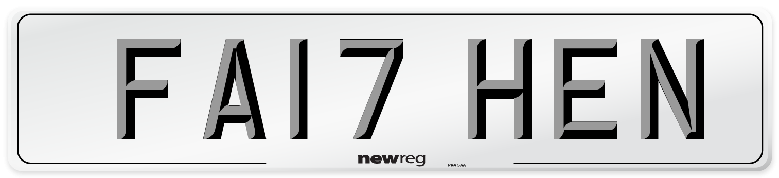 FA17 HEN Number Plate from New Reg